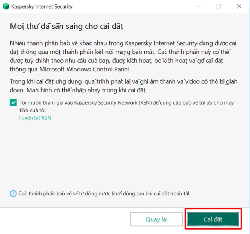 Hướng dẫn cài đặt phần mềm Kaspersky Internet Security