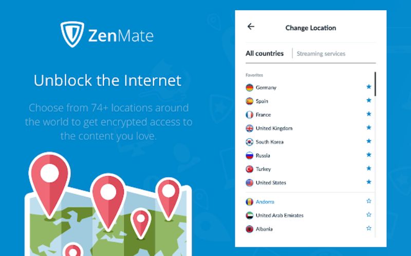 Các tính năng nổi trội của phần mềm ZenMate VPN