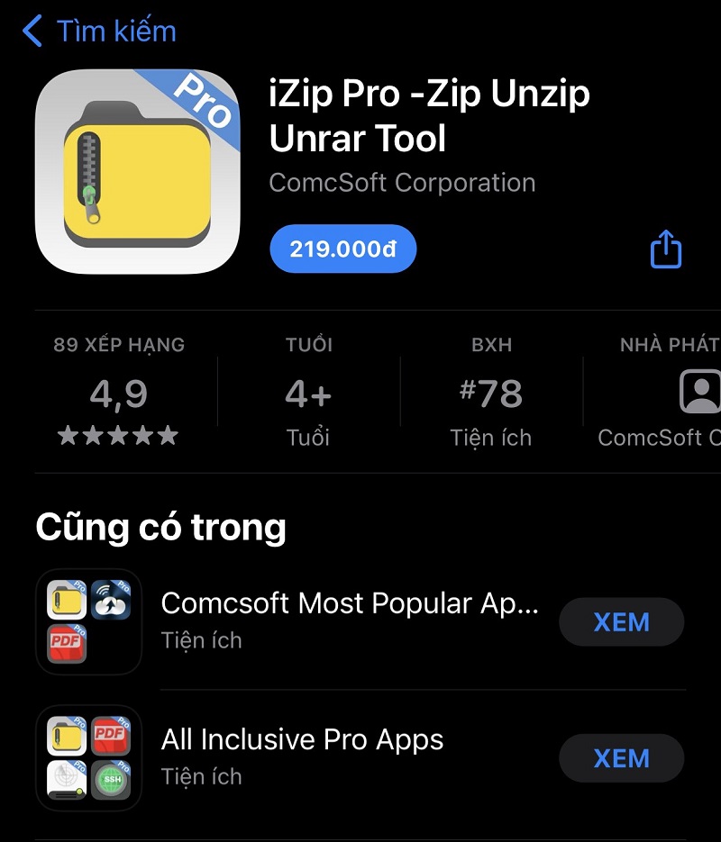 Hướng dẫn cài đặt phần mềm iZip Pro for iPhone cho iOS