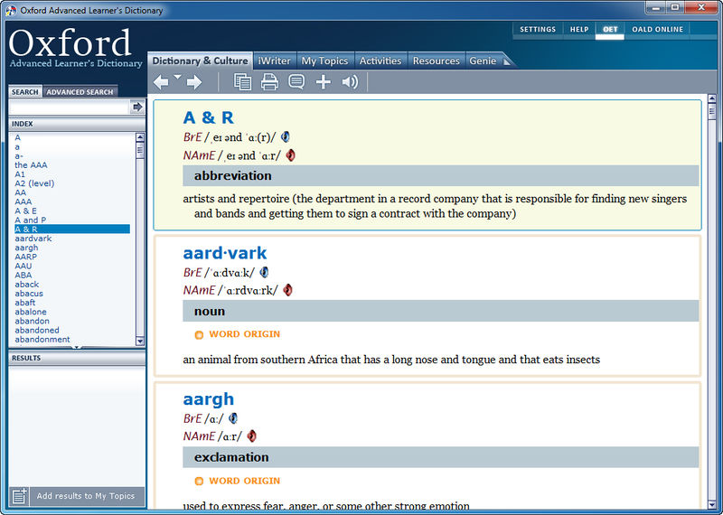 Các tính năng nổi trội của phần mềm Oxford Dictionary of English