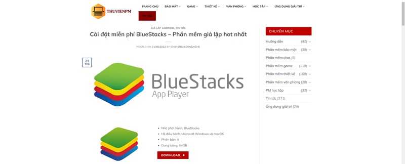 Tải về Blue Stack trước khi tải KineMaster